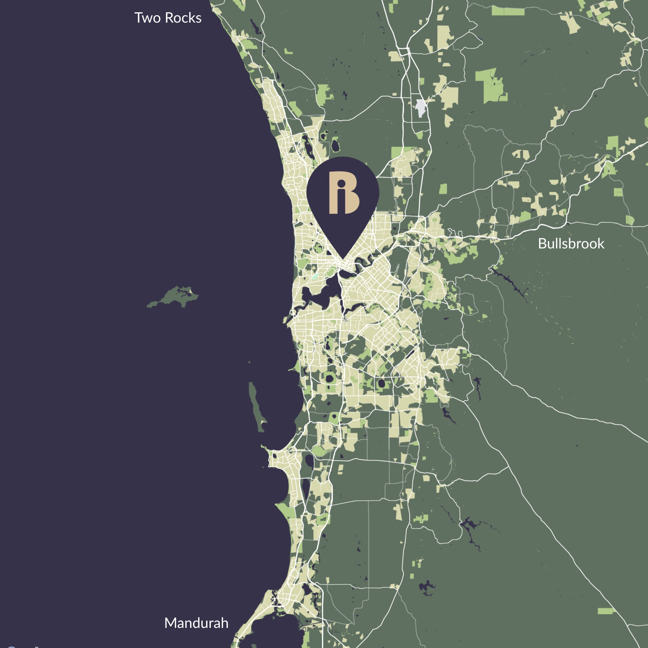 Map of Build Insight WA service area across Perth and surrounds